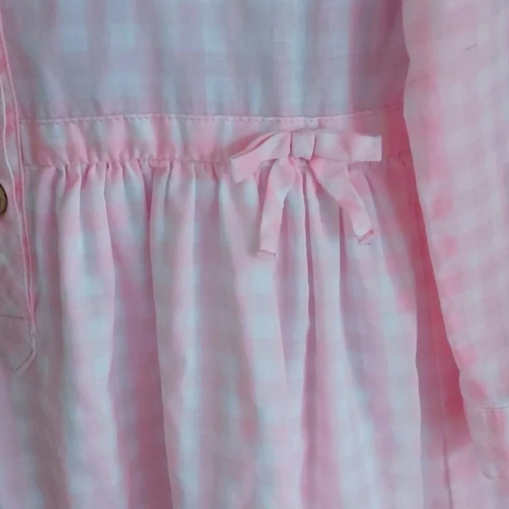 Carter's Gingham shirt dress with adjustable sleeves and bows - pink - size 3T